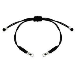 Pulsera de Macramé con Plata de Ley 925m negra para nombres