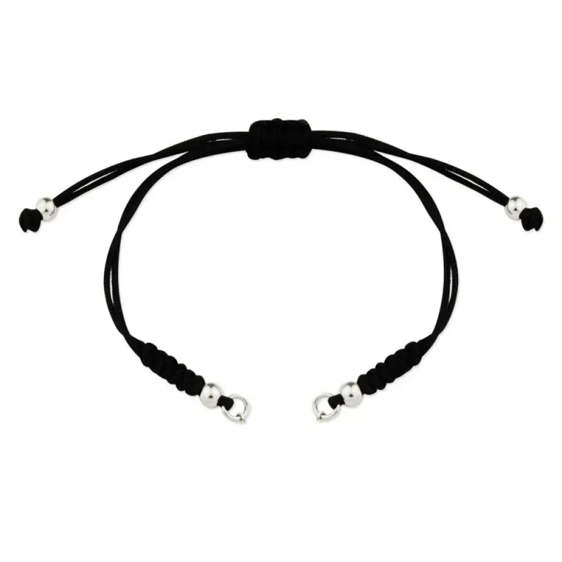 Pulsera de Macramé con Plata de Ley 925m negra para nombres