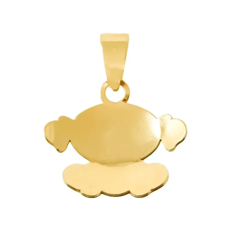 Colgante Oro Bicolor 18k forma niña láser mate combinado brillo