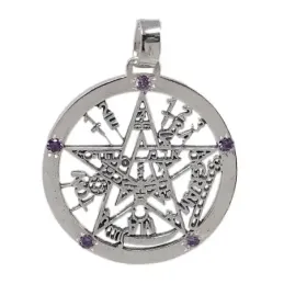 Colgante plata ley 925m tetragramatón 37mm. amuleto [AA9822]