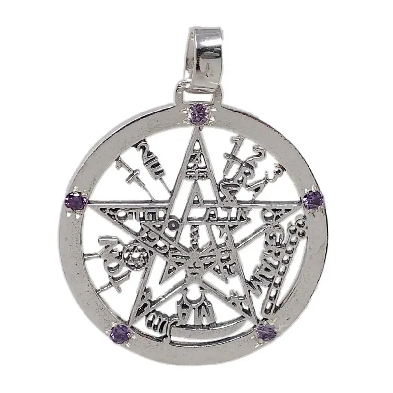 Colgante plata ley 925m tetragramatón 37mm. amuleto [AA9822]