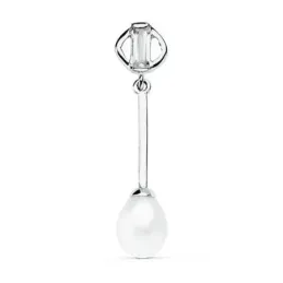 Pendiente suelto medio par oro blanco 18k perla 6mm. largos cierre pr
