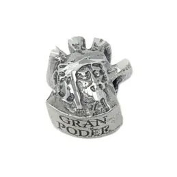 Charm fetiche plata Ley 925m. 14mm. Gran Poder tallado trasera tallad