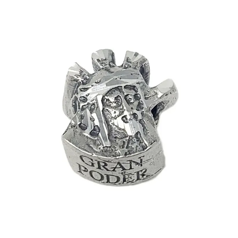 Charm fetiche plata Ley 925m. 14mm. Gran Poder tallado trasera tallad