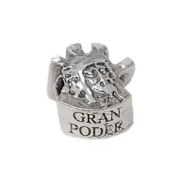 Charm fetiche plata Ley 925m. 14mm. Gran Poder tallado trasera tallad