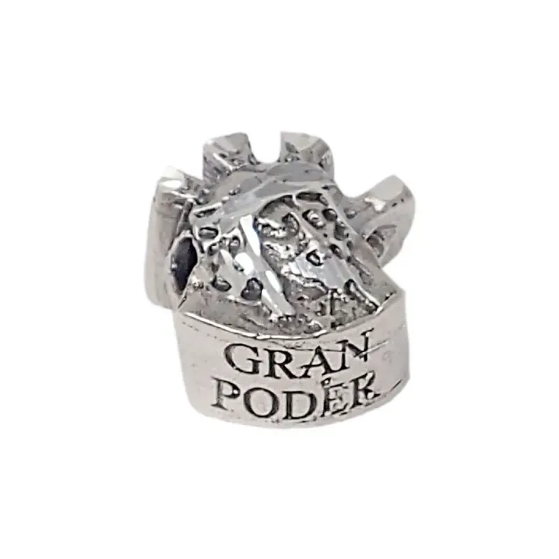 Charm fetiche plata Ley 925m. 14mm. Gran Poder tallado trasera tallad