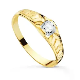 Solitrario oro 18k niño circonita centro 4,2 mm.