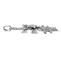 Cruz Caravaca colgnate plata Ley 925m maciza 5.7 cm. Virgen detrás de