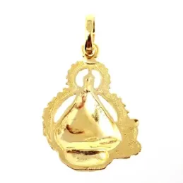 Virgen de la Cabeza medalla colgante oro 18k maciza 20 mm. con pastor