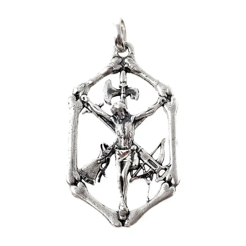 Cristo de la Legión colgante Plata Ley 925m macizo 53mm. Calado unise