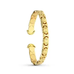 Pulsera rígida 18k mujer brazalete formas combinadas detalles abierta