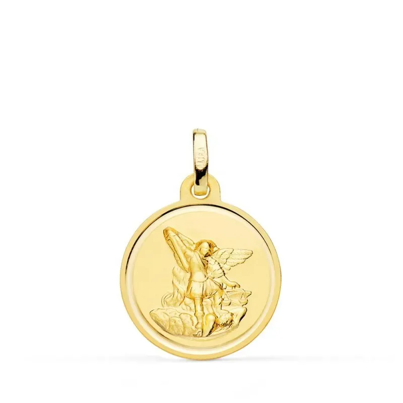 San Miguel Medalla Oro 18k unisex 18 mm. bisel liso. Grabación inclui