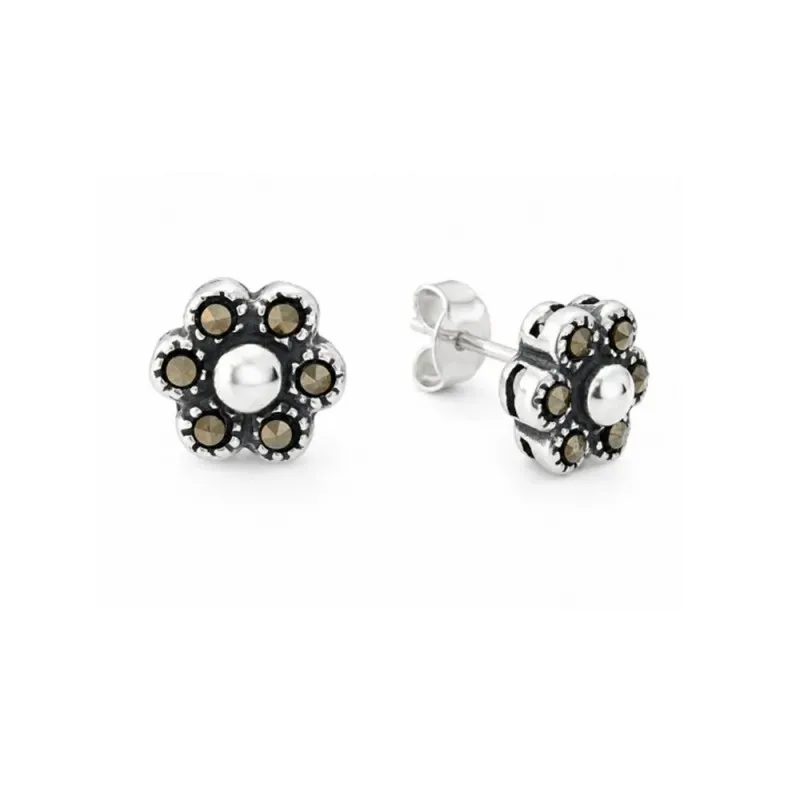 Pendientes plata ley 925m piedras marquesitas flor [AA8863]