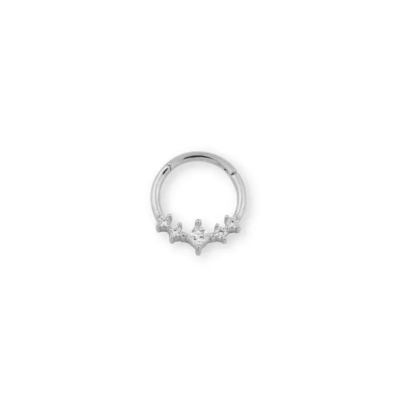 Aro Pendiente Piercing Medio Par Plata Ley 925m de 10 mm. detalle cir