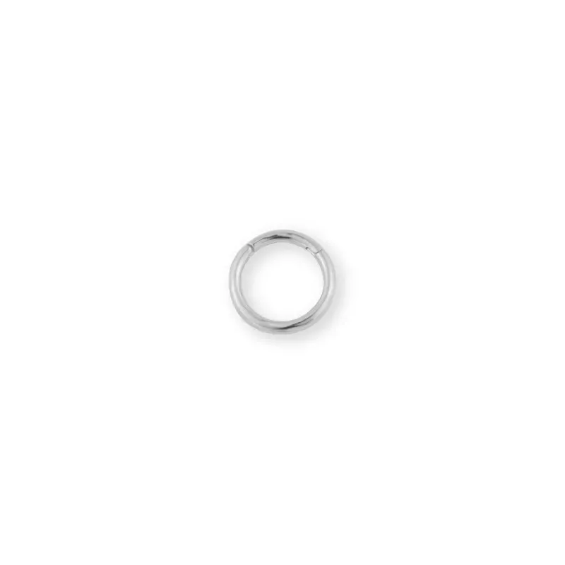 Aro Pendiente Piercing Medio Par Plata Ley 925m liso con 8 mm.