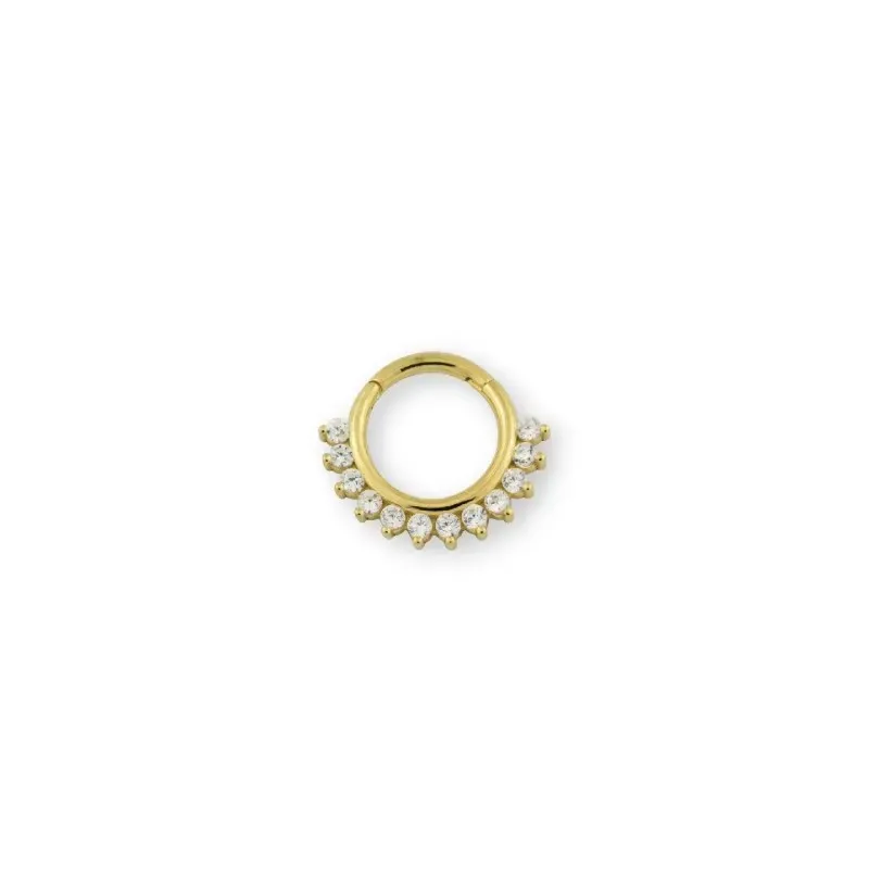 Aro Pendiente Piercing Medio Par Plata Ley 925m chapado oro con 8 mm.