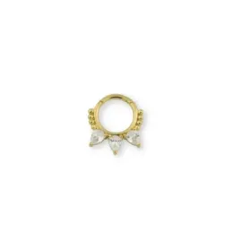Aro Pendiente Piercing Medio Par Plata Ley 925m chapado oro con 8 mm.