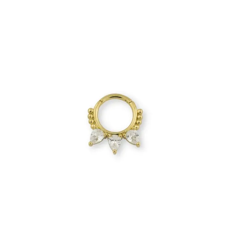 Aro Pendiente Piercing Medio Par Plata Ley 925m chapado oro con 8 mm.