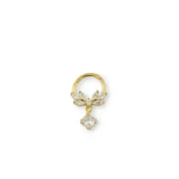 Aro Pendiente Piercing Medio Par Plata Ley 925m chapado oro con 8 mm.