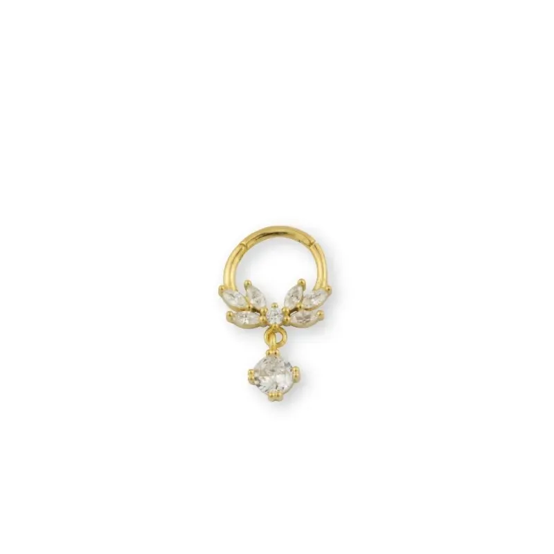 Aro Pendiente Piercing Medio Par Plata Ley 925m chapado oro con 8 mm.