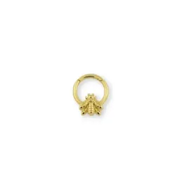 Aro Pendiente Piercing Medio Par Plata Ley 925m chapado oro con 8 mm.