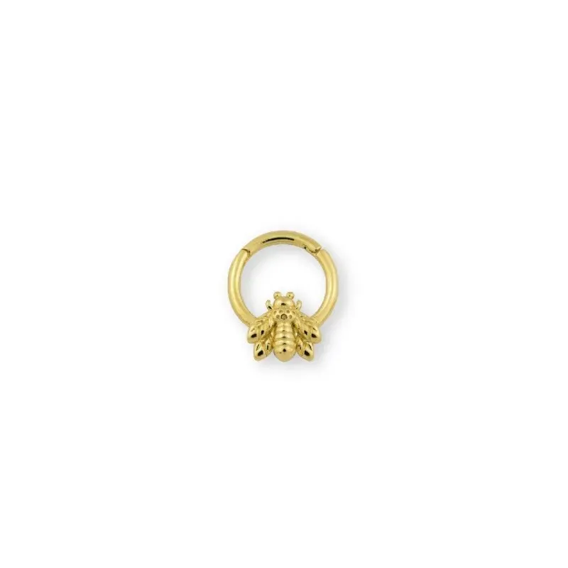 Aro Pendiente Piercing Medio Par Plata Ley 925m chapado oro con 8 mm.