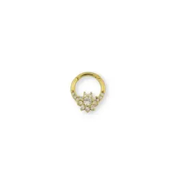 Aro Pendiente Piercing Medio Par Plata Ley 925m chapado oro con 8 mm.