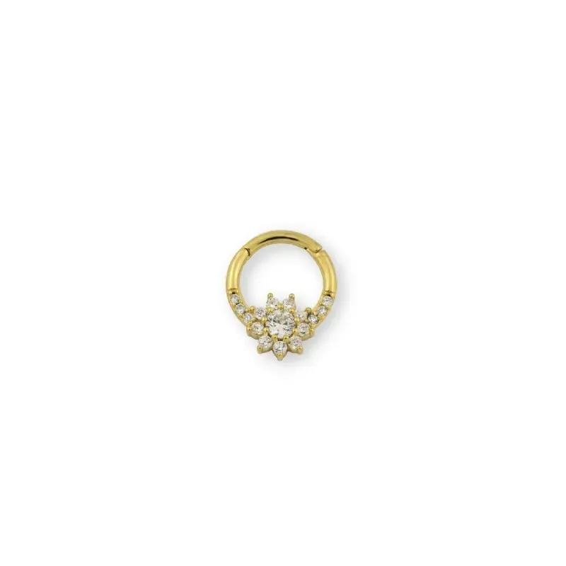 Aro Pendiente Piercing Medio Par Plata Ley 925m chapado oro con 8 mm.