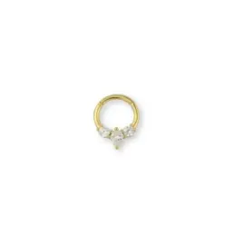Aro Pendiente Piercing Medio Par Plata Ley 925m chapado oro con 8 mm.