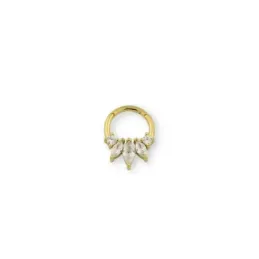 Aro Pendiente Piercing Medio Par Plata Ley 925m chapado oro 8 mm. cir