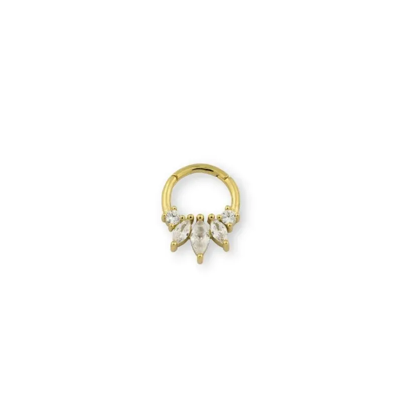 Aro Pendiente Piercing Medio Par Plata Ley 925m chapado oro 8 mm. cir