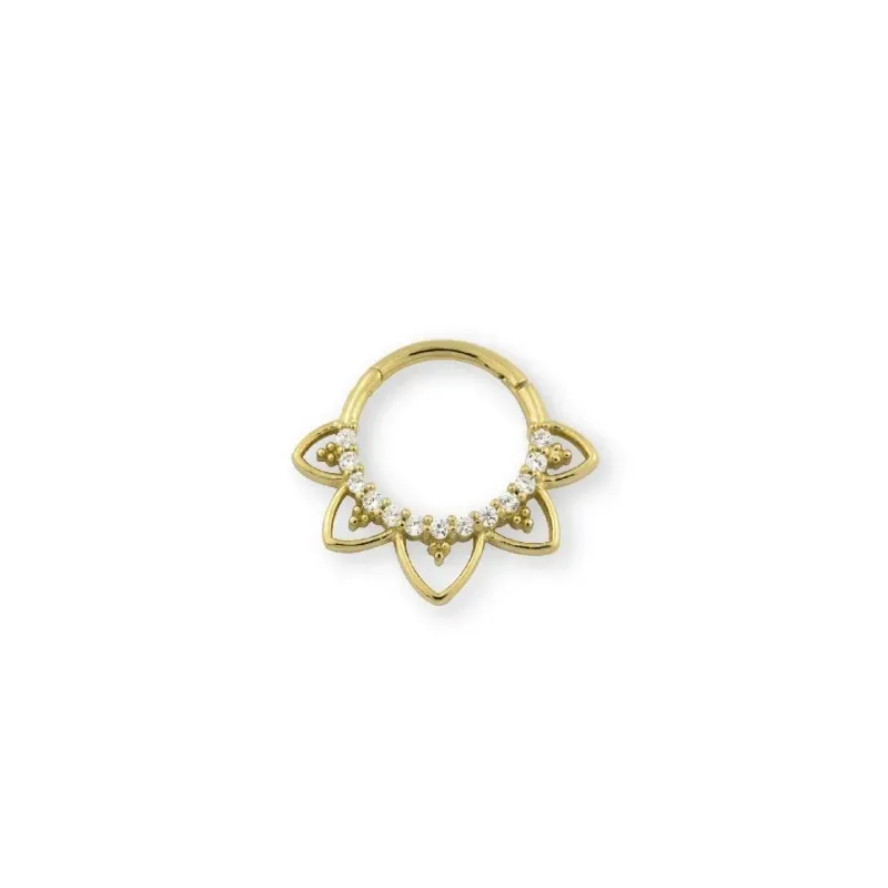 Aro Pendiente Piercing Medio Par Plata Ley 925m chapado oro 10 mm. ci