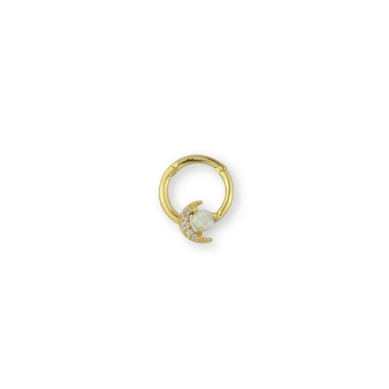 Aro Pendiente Piercing Medio Par Plata Ley 925m chapado oro 8 mm. for