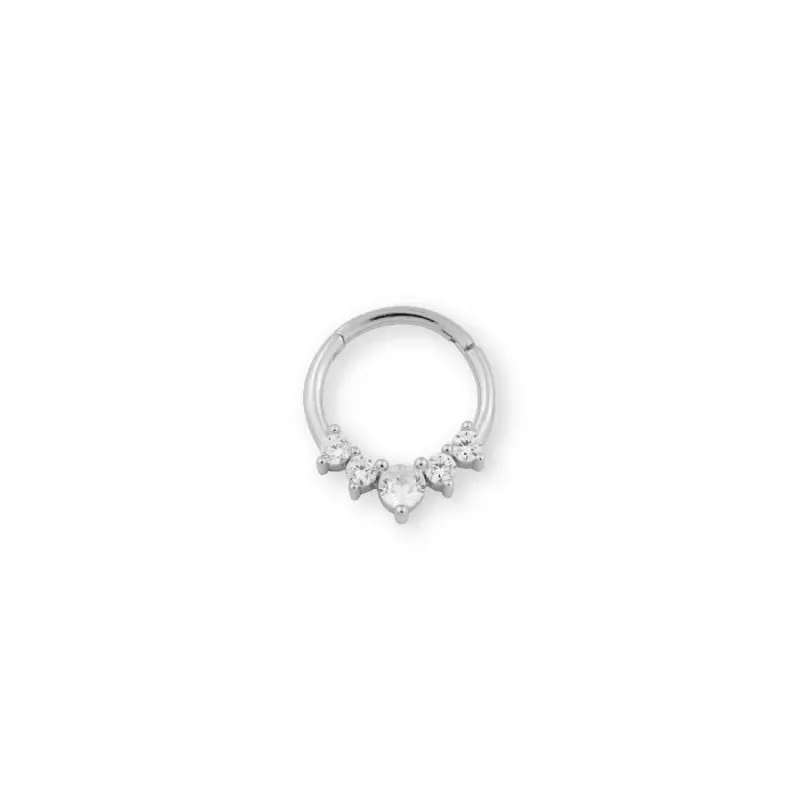 Aro Pendiente Piercing Medio Par Plata de Ley 925m de 10 mm. con circ