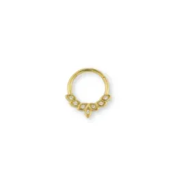 Aro Pendiente Piercing Medio Par Plata de Ley 925m chapado oro 10 mm.