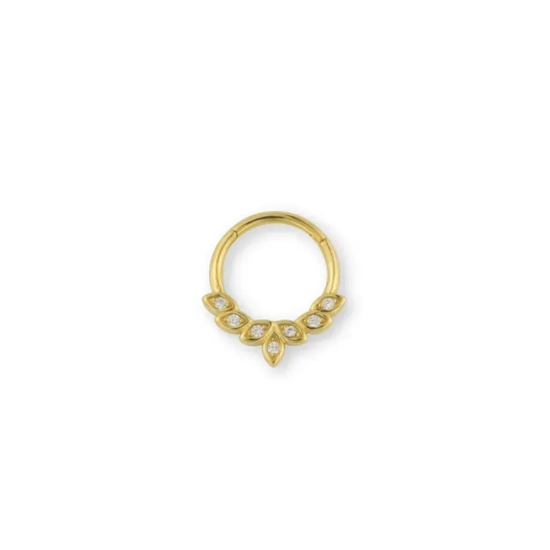 Aro Pendiente Piercing Medio Par Plata de Ley 925m chapado oro 10 mm.