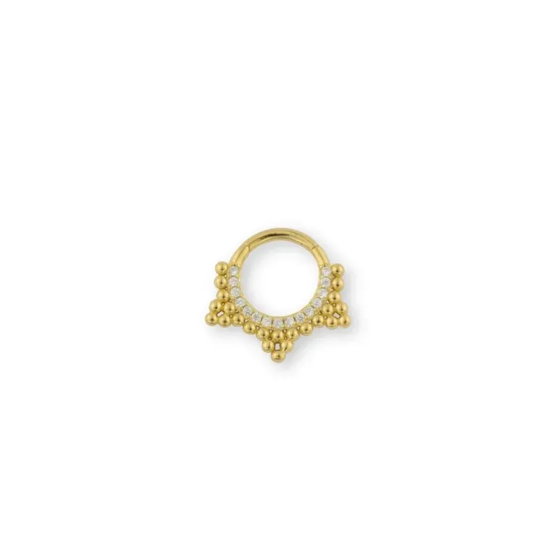 Aro Pendiente Piercing Medio Par Plata de Ley 925m chapado oro 8 mm.