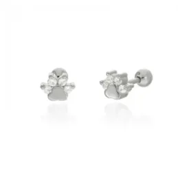 Pendientes Piercings Plata de Ley 925m mini huella de perro con circo