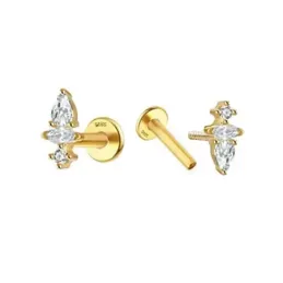 Pendientes Piercings Plata de Ley 925m chapados oro mini circonitas