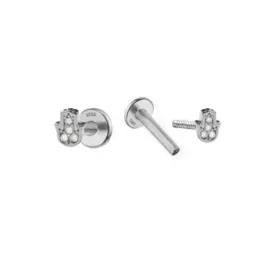 Pendientes Piercings Plata de Ley 925m mini mano de Fátima con circon