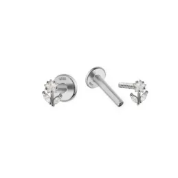 Pendientes Piercings Plata de Ley 925m mini flor con circonita