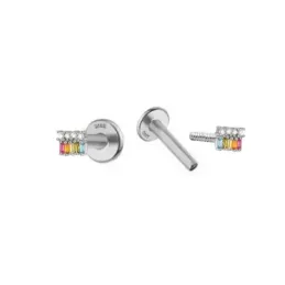 Pendientes Piercings Plata de Ley 925m mini circonitas color combinad