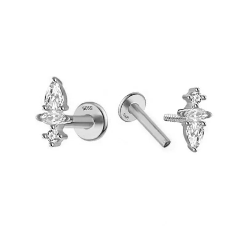 Pendientes Piercings Plata de Ley 925m mini con circonitas combinadas
