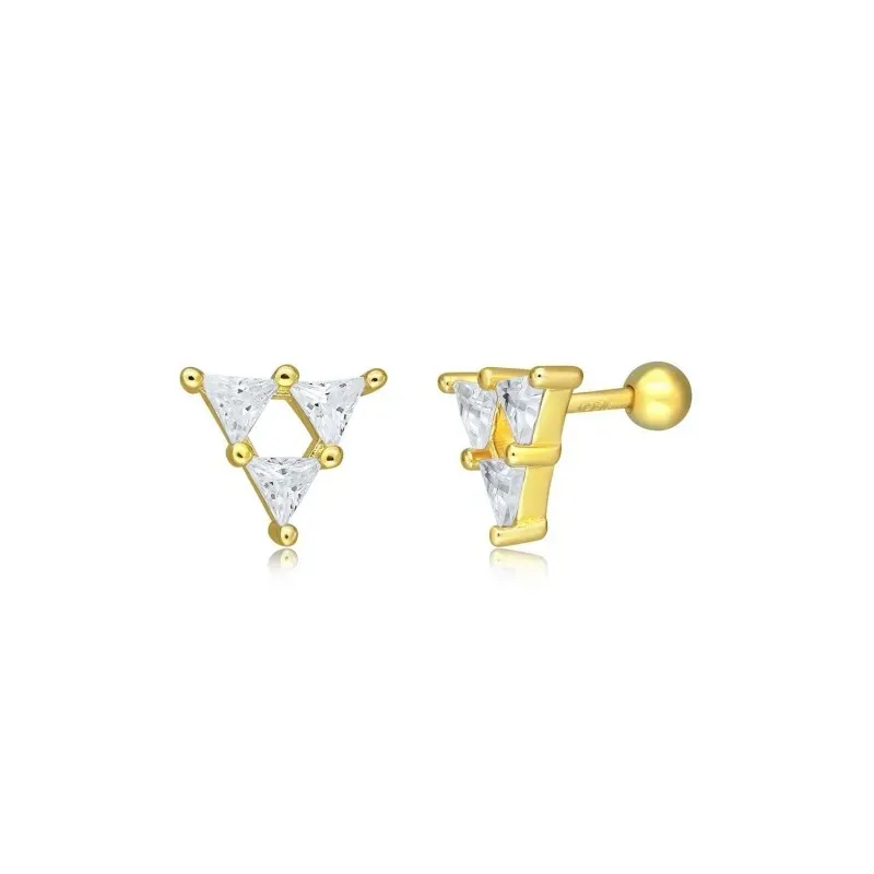 Pendientes Piercings Plata de Ley 925m chapados oro con 7 mm. triángu