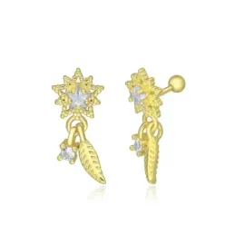 Pendientes Piercings Plata de Ley 925m chapados oro con 8 mm. pluma c
