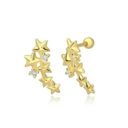 Pendientes Piercings Plata de Ley 925m chapados oro con 10 mm. estrel
