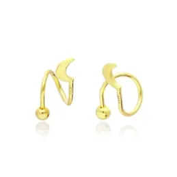 Pendientes Piercings Plata de Ley 925m chapados oro con 10 mm. luna f
