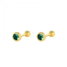 Pendientes Piercings Plata de Ley 925m chapados oro con 4 mm. circoni