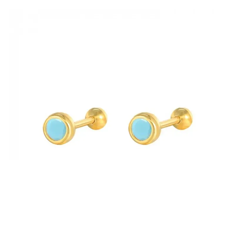 Pendientes Piercings Plata de Ley 925m chapados oro con 4 mm. circoni