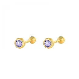 Pendientes Piercings Plata de Ley 925m chapados oro con 4 mm. circoni